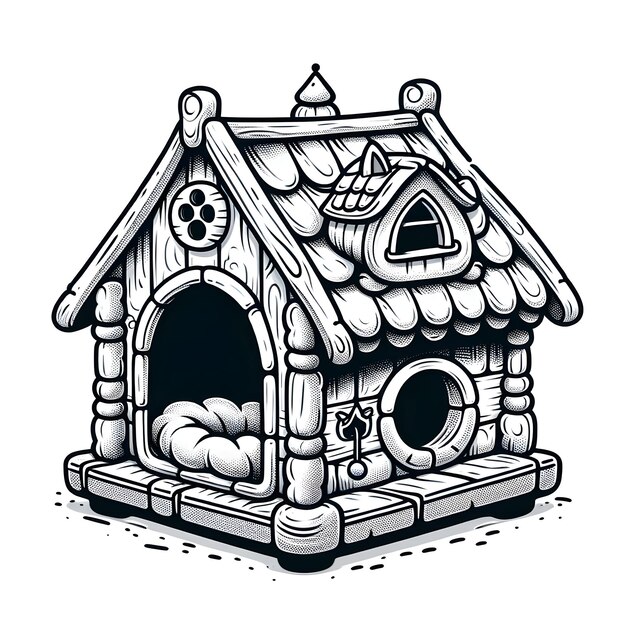 Illustration of a cozy cat house