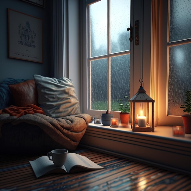illustration of a cozy loft apartment generative AI