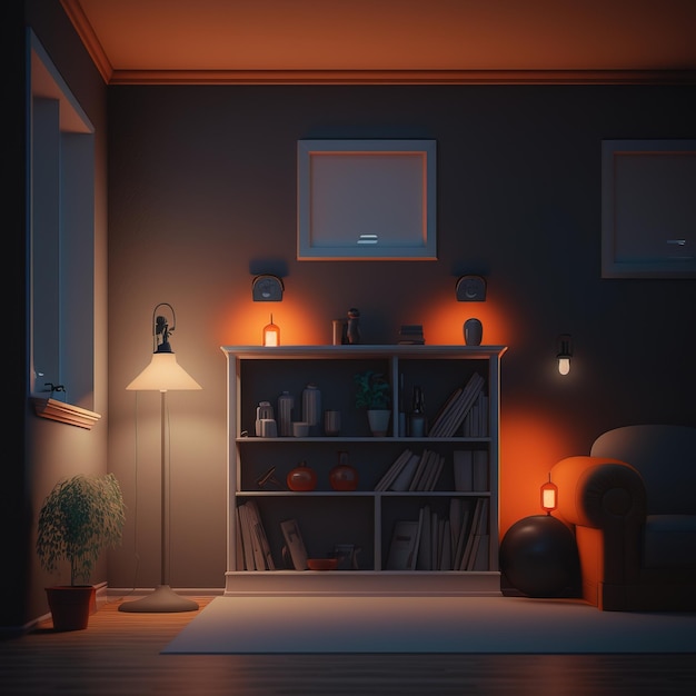 illustration of a cozy loft apartment generative AI