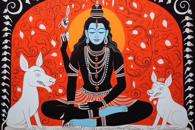 illustration of Craft a detailed painting depicting Lord Shiva with