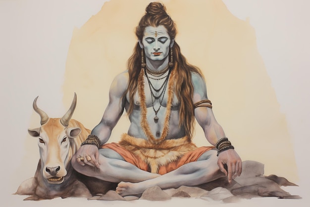 illustration of Craft a detailed painting depicting Lord Shiva with