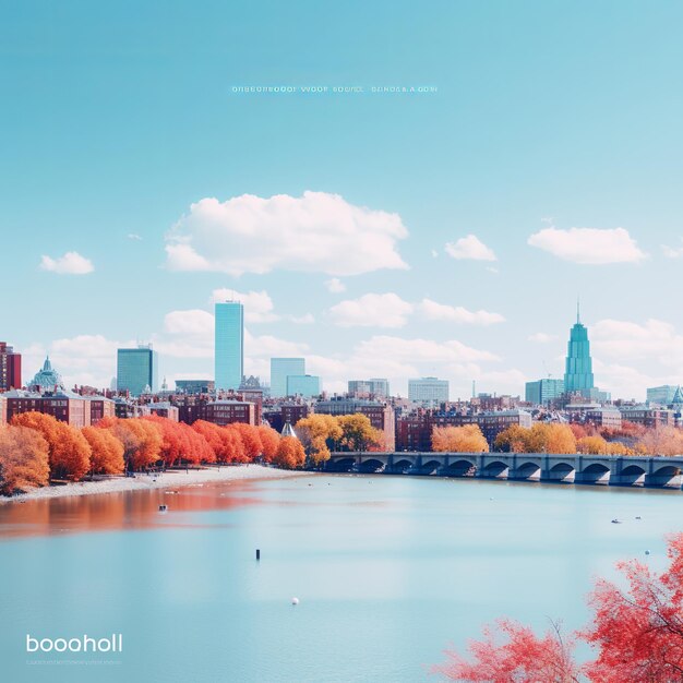 illustration of Create an allwhite background showcasing Boston with