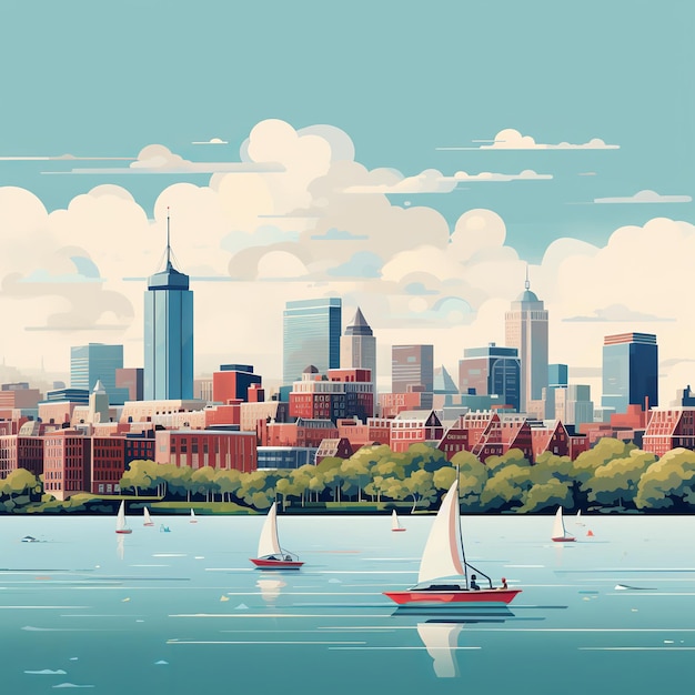 Photo illustration of create an allwhite background showcasing boston with