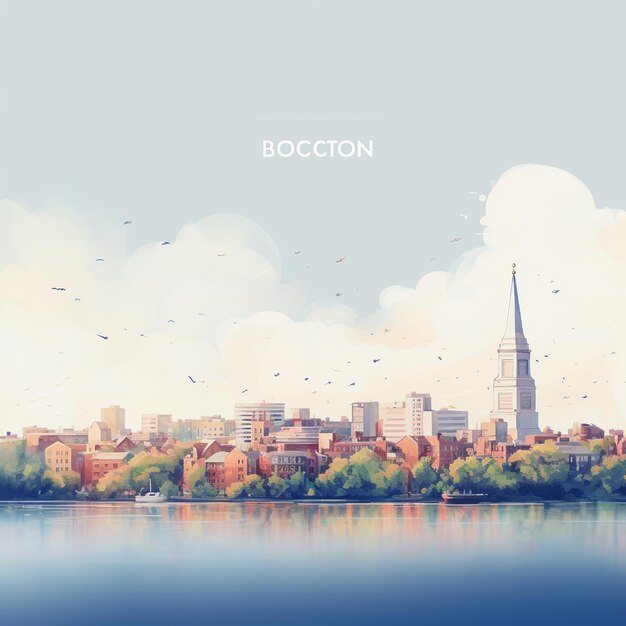 Photo illustration of create an allwhite background showcasing boston with