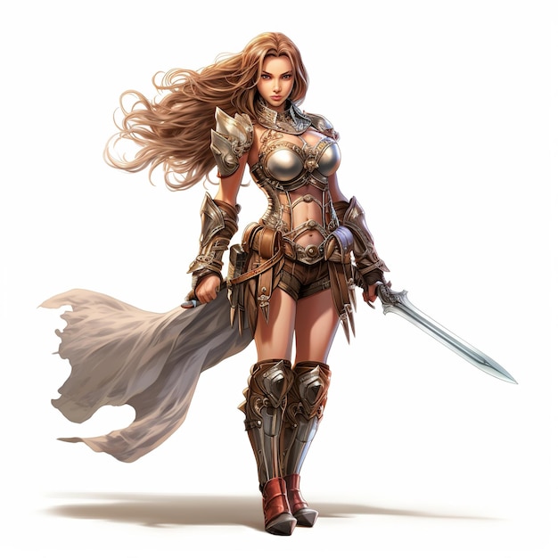 Photo illustration of create a character concept for a anime female warrio
