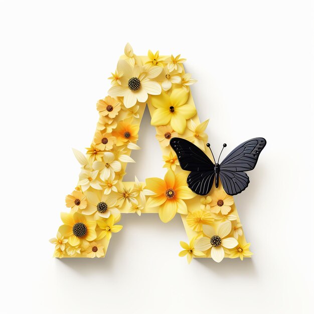 Photo illustration of create pastel yellow and black 3d papercut butterfli