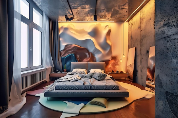 Illustration of a creative background with a bedroom