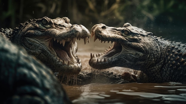 Illustration of crocodiles in the wild