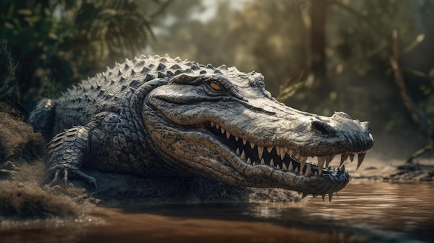 Illustration of crocodiles in the wild