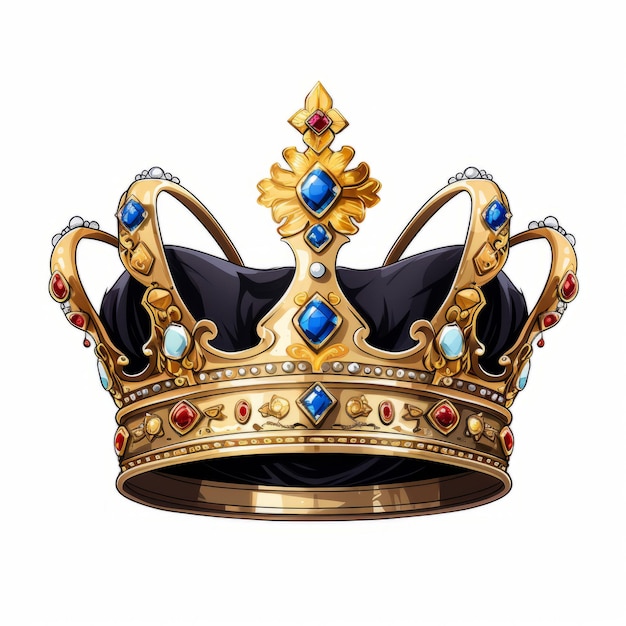 Illustration of a crown with jewels isolated on a white background