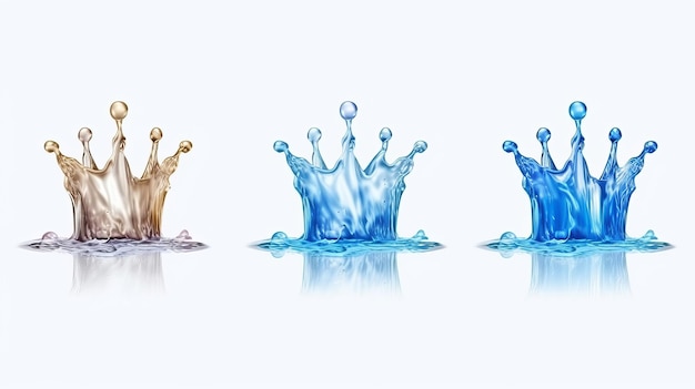 Illustration of a crowns made with water splashes of different colors