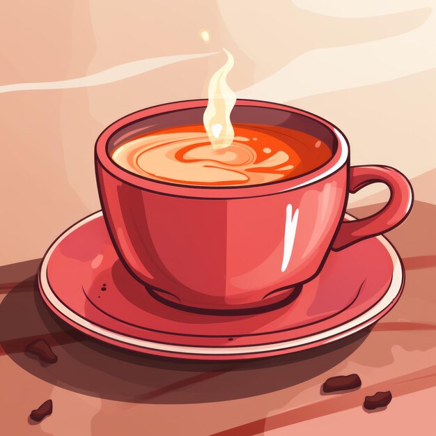 Illustration of a cup of coffee on a saucer