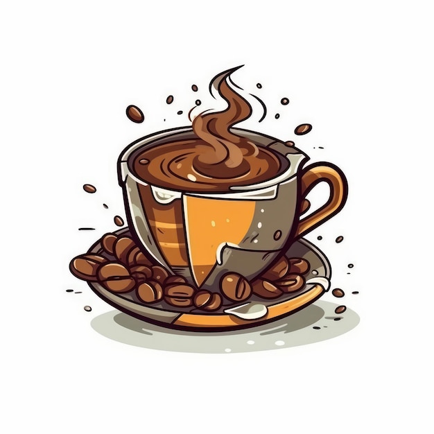 白い背景に一杯のコーヒーのイラスト