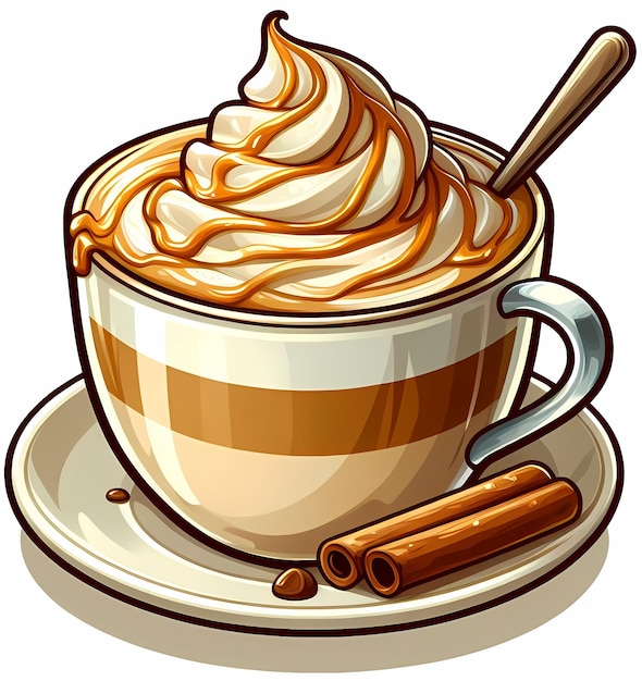 Illustration of a cup of cream coffee clean simple