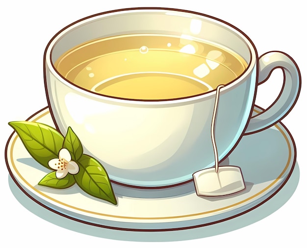 Illustration of a cup of white tea clean simple