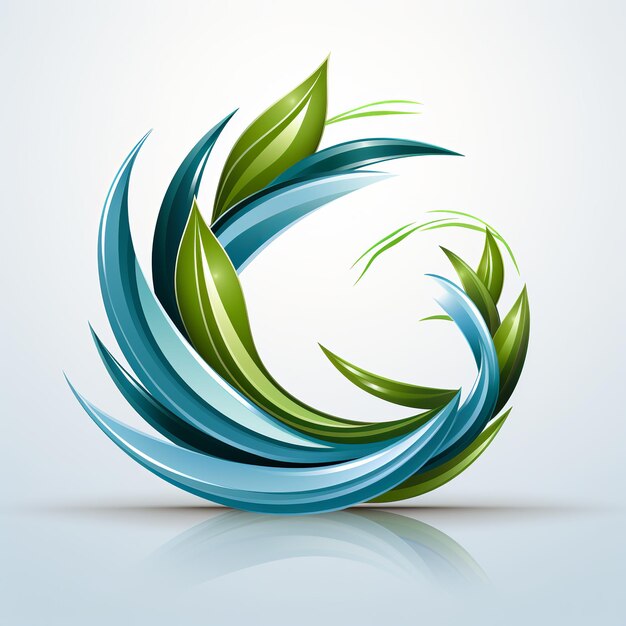 竹の曲線のロゴアイコンのイラスト