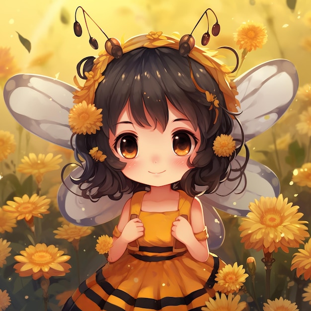 illustration of cute anime bee