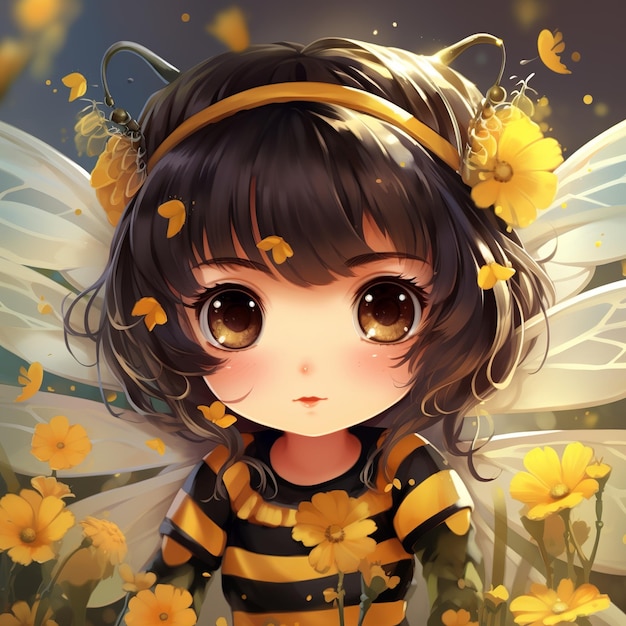 illustration of cute anime bee