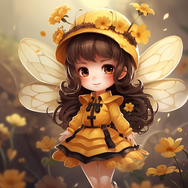 illustration of cute anime bee