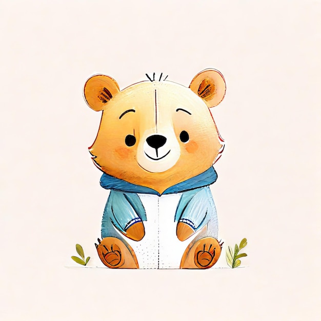 illustration of a cute bear wearing warm clothes