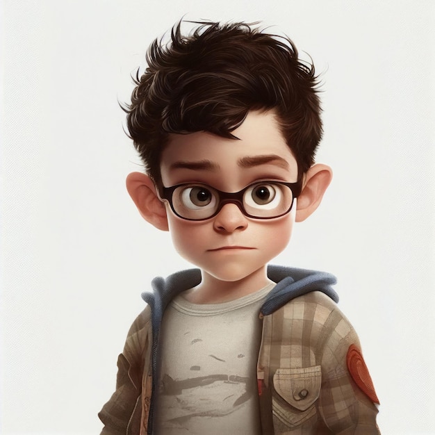 Illustration cute boy for avatar graphic on white background Created with Generative AI technology