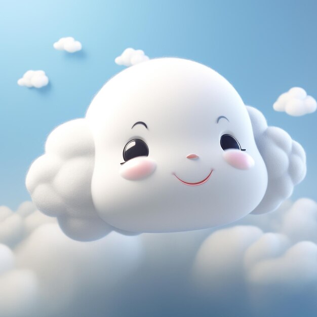 Illustration of a cute cartoon cloud on a blue sky background