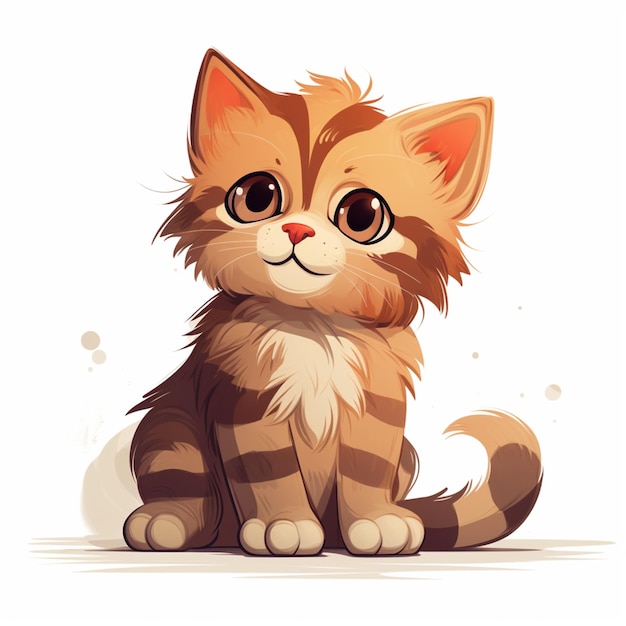 illustration of a cute fluffy kitten sitting