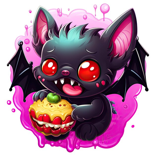 Photo illustration of a cute and funny cartoon bat cub