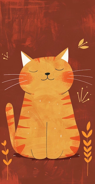 Photo illustration of a cute ginger cat phone wallpaper