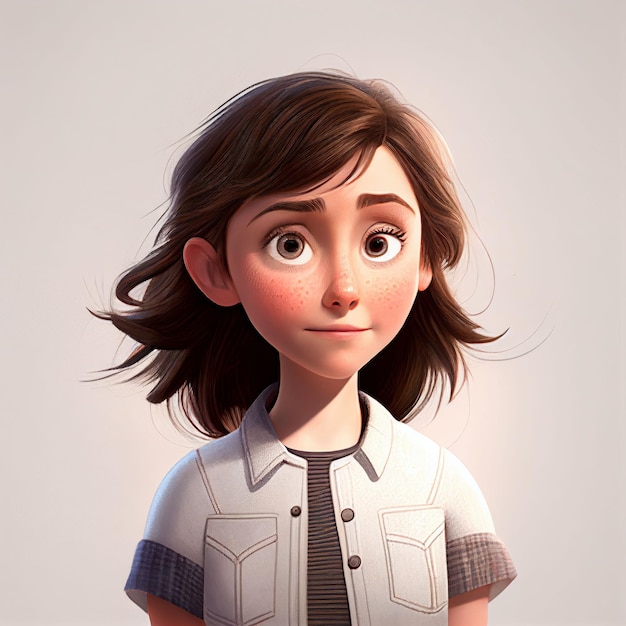 Illustration cute girl for avatar graphic on white background Created with Generative AI technology