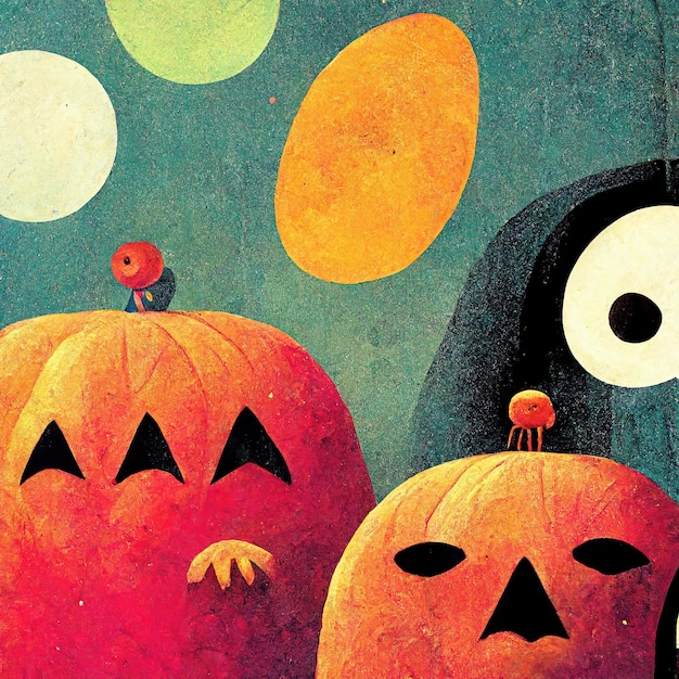 ハロウィーン祝賀のための可愛いハロウィーンモンスターキャラクターのイラスト