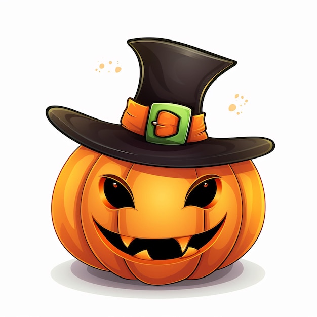 Illustration of a cute Halloween pumpkin clipart white background colorful