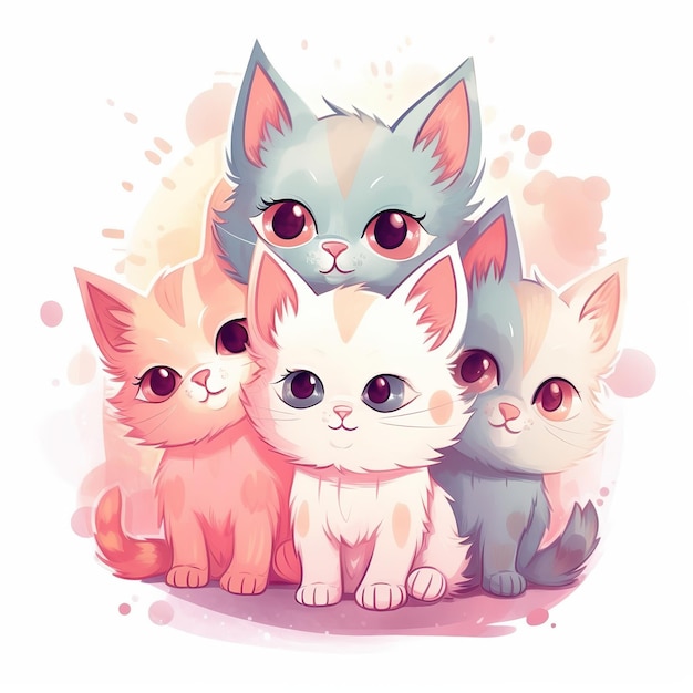 illustration cute happy kitten cats international cat day