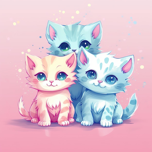 illustration cute happy kitten cats international cat day