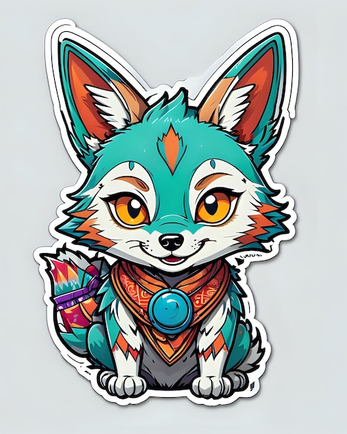 Illustration of a cute Jackal sticker with vibrant colors and a playful expression