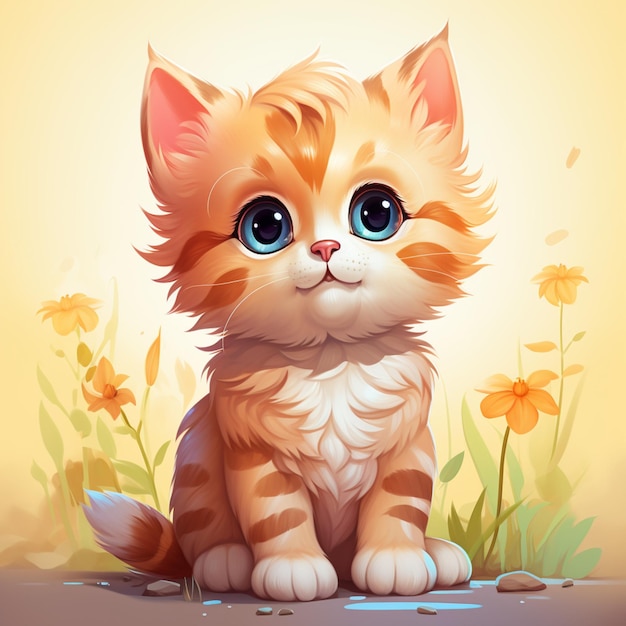 illustration cute kitten