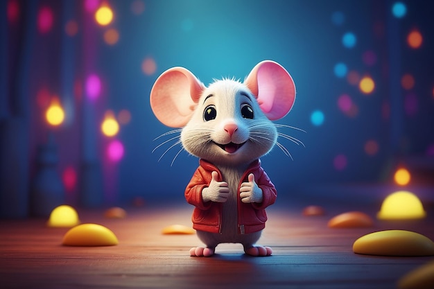 Illustration of Cute mouse cartoon thumb up