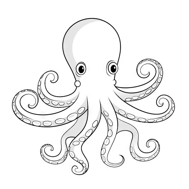 Photo illustration of cute octopus for coloring book