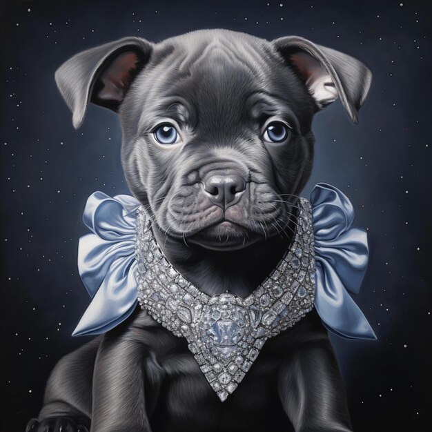 Illustration of a cute Pit Bull puppy