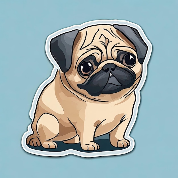 illustration of a cute pug dog sticker