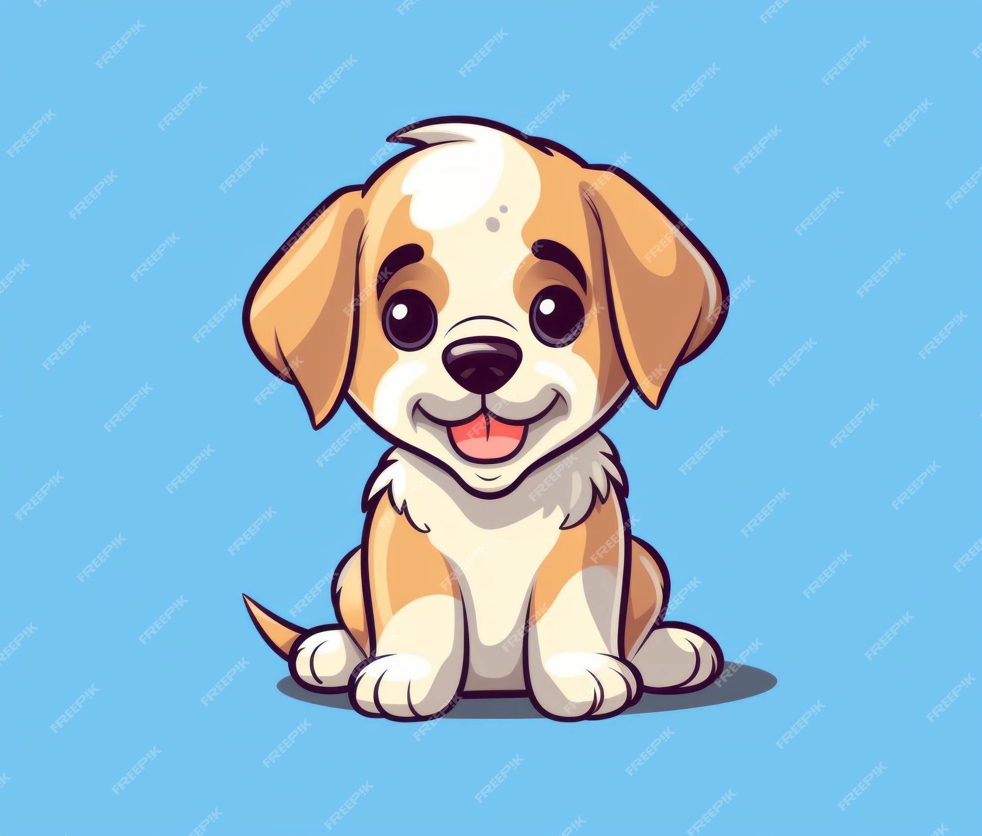 Premium AI Image | Illustration of a cute puppy with a blue background.