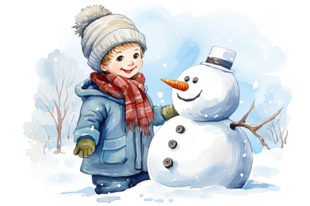 Illustration of a cute snowman