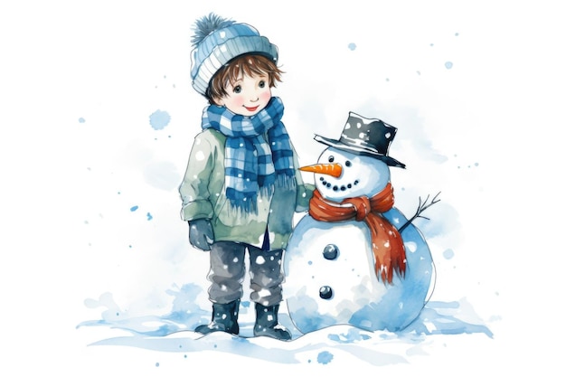 Illustration of a cute snowman