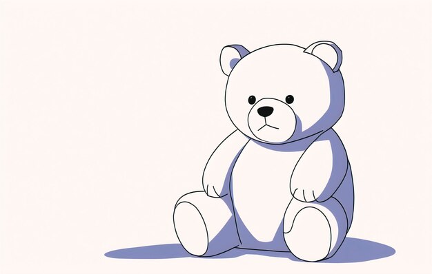 Photo illustration of a cute teddy bear isolated on a white background coloring page outline