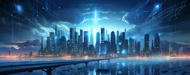 Illustration Of A Cyber City Defended Wallpaper