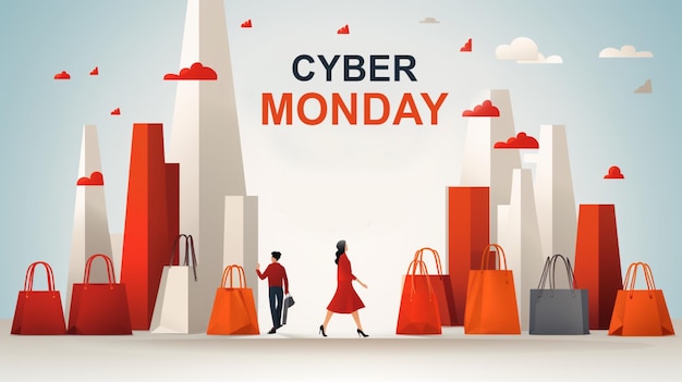 Illustration for Cyber Monday the biggest online shopping Generative AI