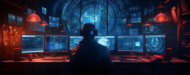 Photo illustration of a cyber sentry background