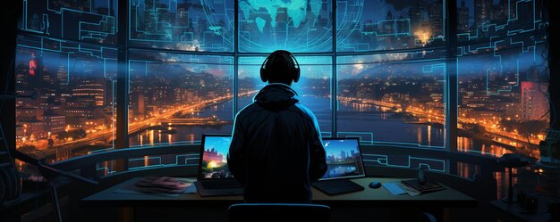 Illustration Of A Cyber Sentry Background