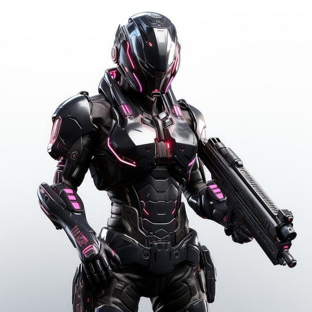 illustration cyberpunk knight law enforcer black pink melee