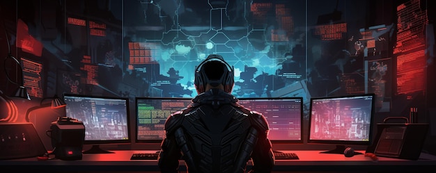 Illustration Of A Cyberwarrior Background